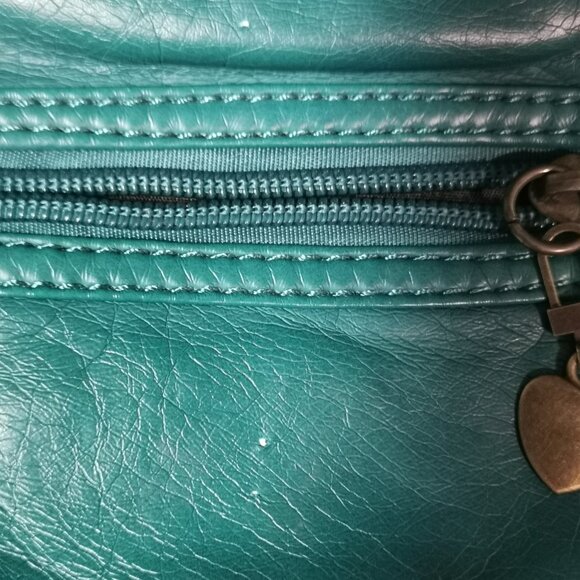 Aqua/Brass Faux Leather Crossbody EUC #245 - Picture 14 of 16